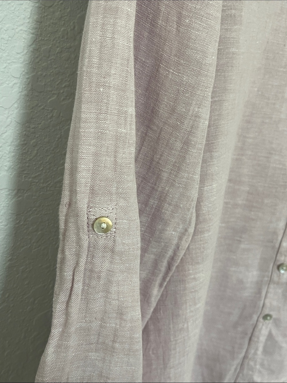 Sigrid Olsen 100% Linen Blush Pink Roll Tab Button Up Shirt Size Small - Picture 4 of 7